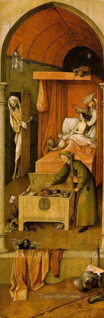 La muerte y el avaro moral Hieronymus Bosch Pintura al óleo